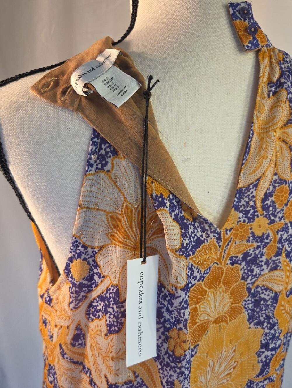 cupcakes & cashmere Yellow and Purple Floral Halter Top - Picture 2 of 4
